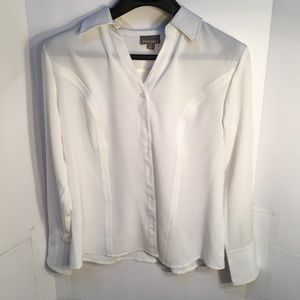 White princess seams dress shirt blouse sz L NWT